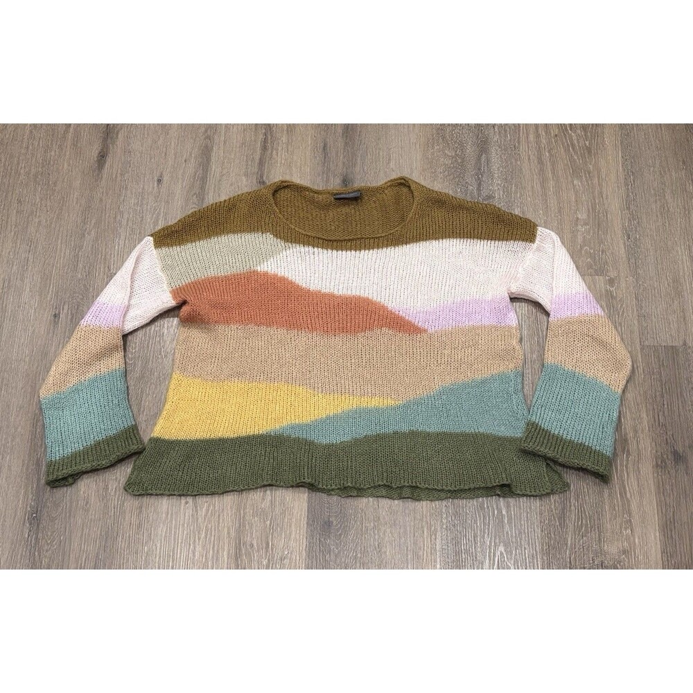 Wooden Ships Sweater Mohair Wool Blend Open Knit Colorblock Fall Autumn M/L